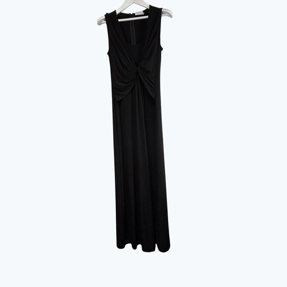 Calvin Klein Womens Black Sleeveless Ruched Front Maxi Dress Size 12 Stretch New - Picture 1 of 8